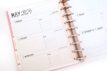 2025 Planner - Mini Horizontal Layout, Disc Bound - "Golden Leaves" (#1007)