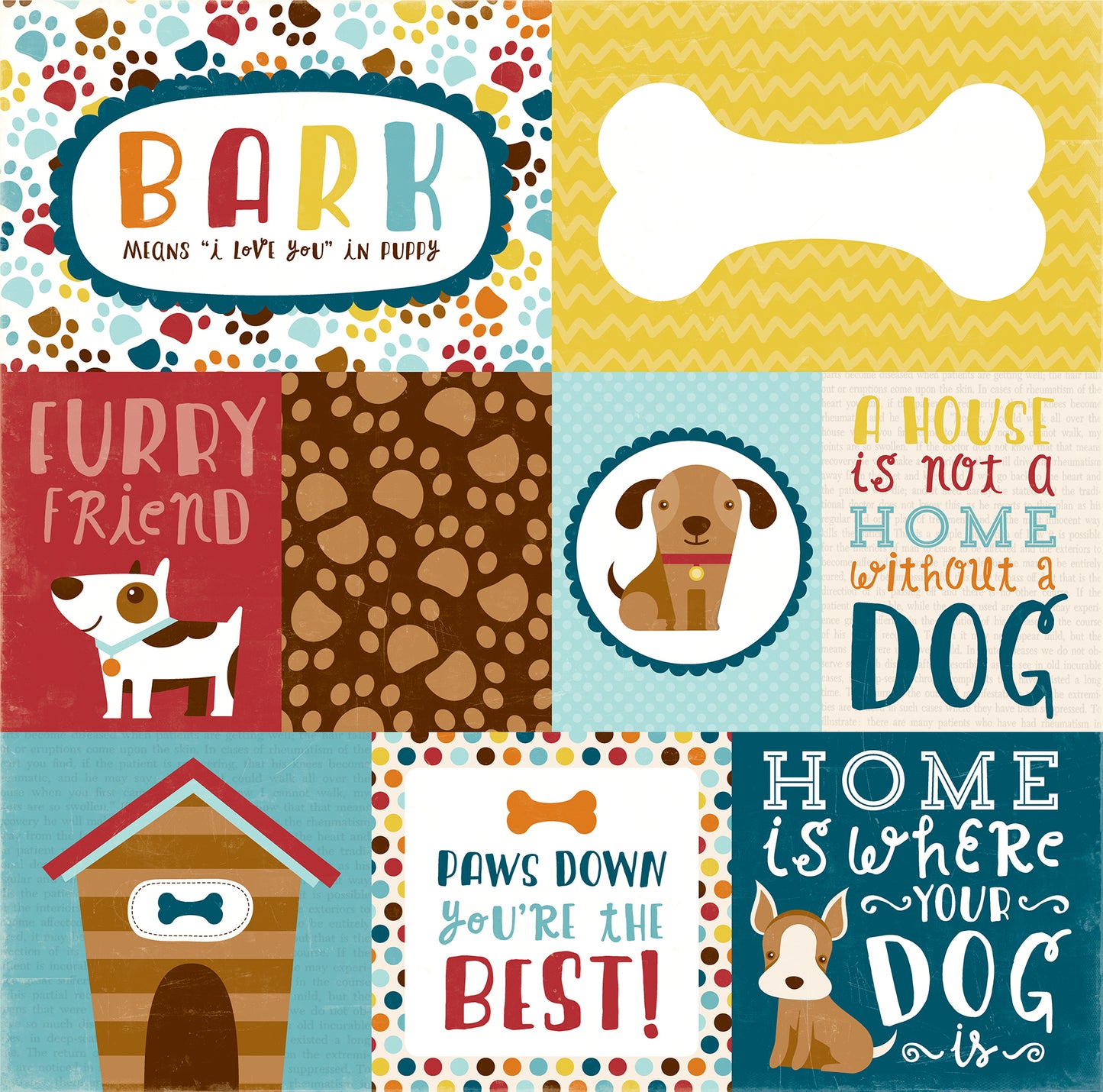 Echo Park Bark 12 x 12 Patterned Paper Scrapbook Paper - Journaling Cards
