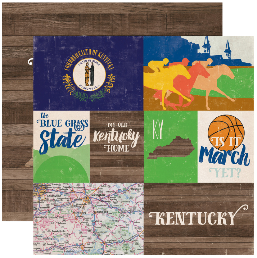 Echo Park Stateside - Kentucky 12 x 12 Scrapbook Paper