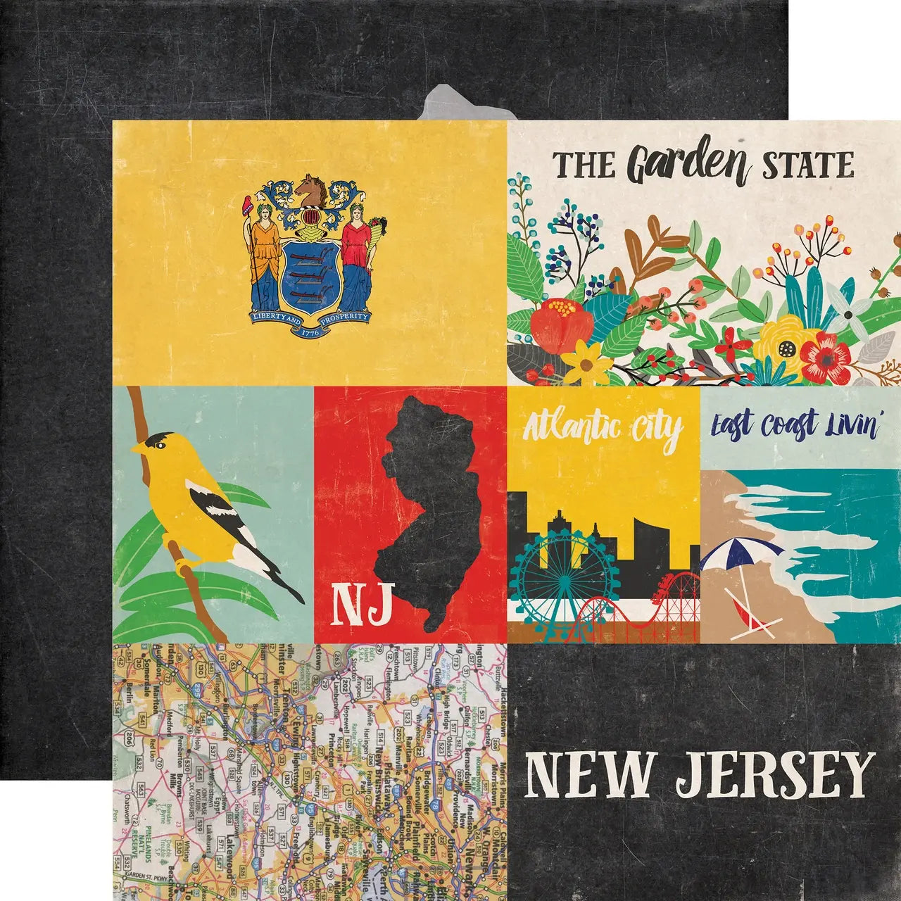 Echo Park Stateside - New Jersey 12 x 12 Scrapbook Paper