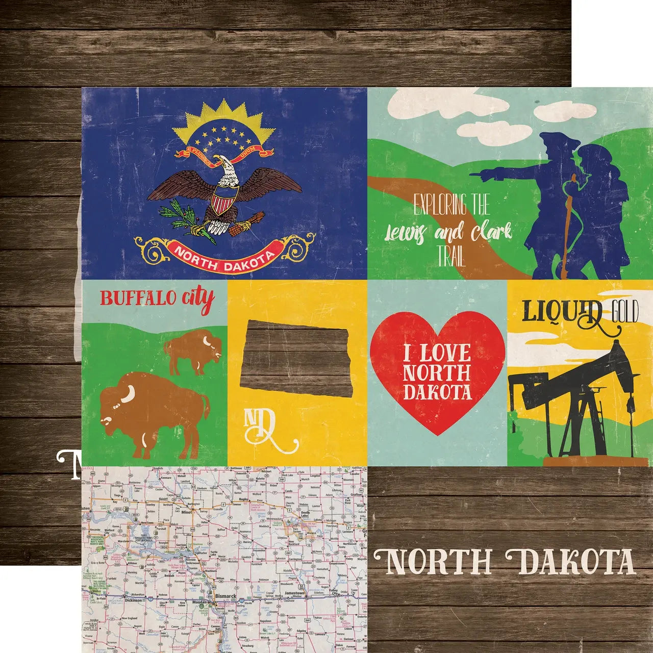 Echo Park Stateside - North Dakota 12 x 12 Scrapbook Paper