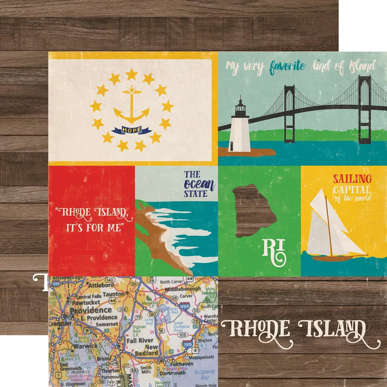 Echo Park Stateside - Rhode Island 12 x 12 Scrapbook paper