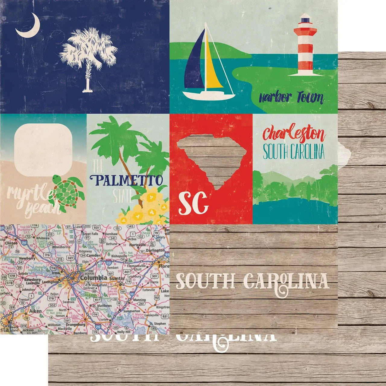 Echo Park Stateside - South Carolina 12 x 12 scrapbook paper