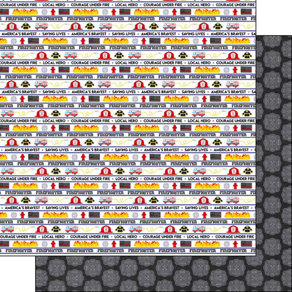 Firefighter Images Double Sided Scrapbook Paper 12 x 12