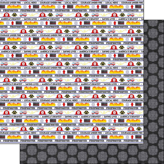 Firefighter Images Double Sided Scrapbook Paper 12 x 12