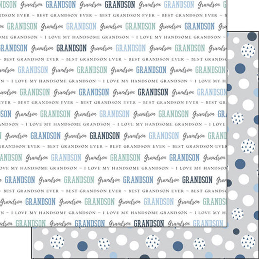 Grandson Double Sided 12 x 12 inch Scrapbook Paper