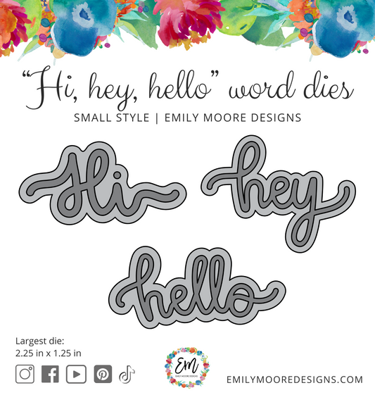 Hi, hey, hello Word Dies - Small Style