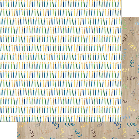 His Birthday Candles/Wood Confetti 12 x 12 Paper