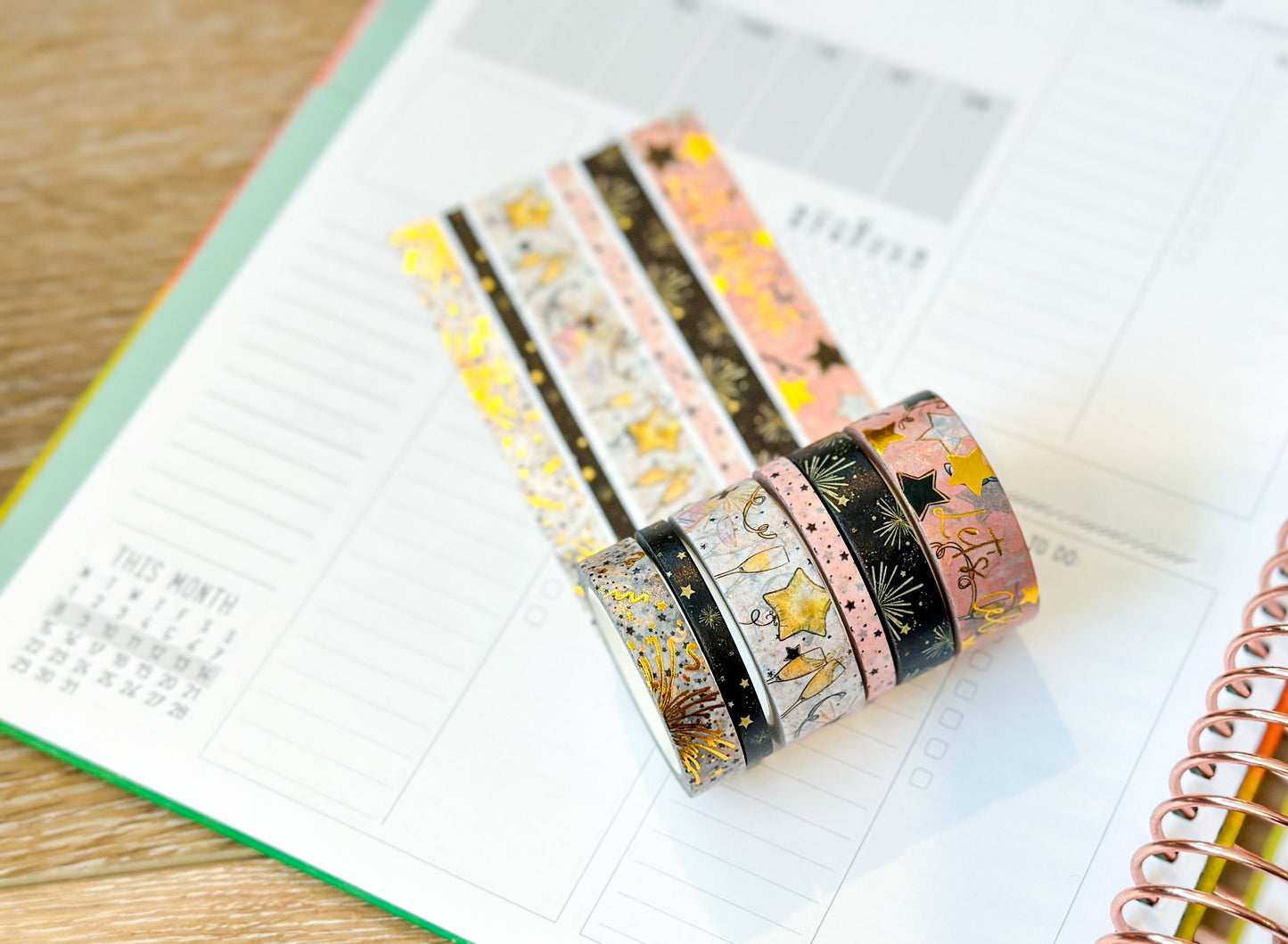 New Years Eve NYE Celebration Anniversary Birthday Celebrate Washi Tape Set January 2024 - W100