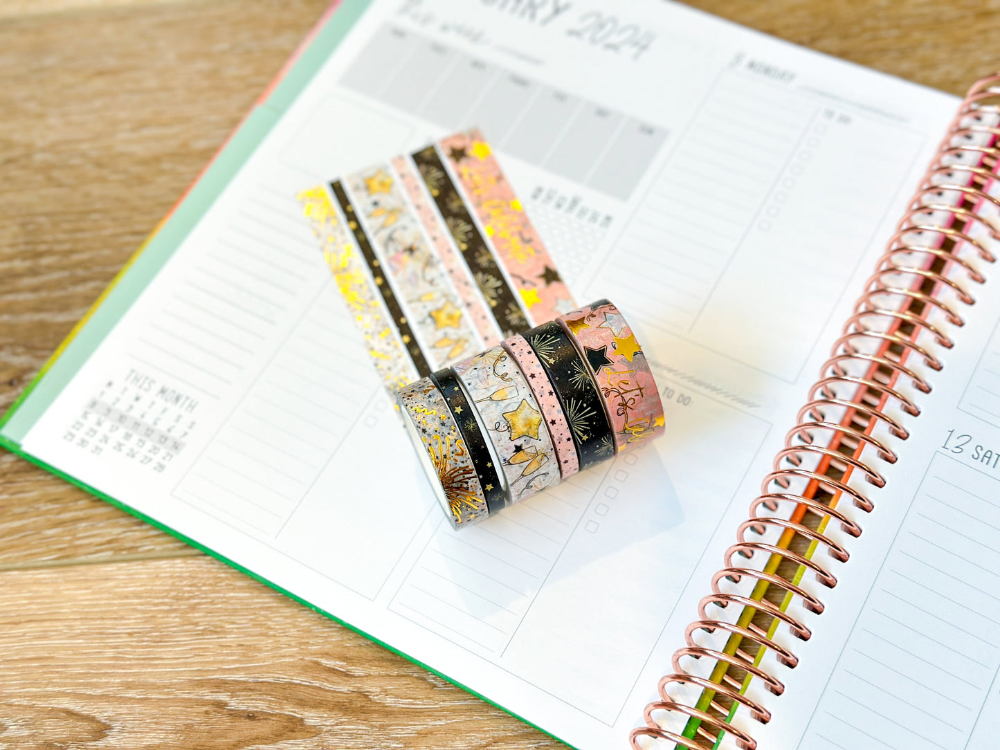 New Years Eve NYE Celebration Anniversary Birthday Celebrate Washi Tape Set January 2024 - W100
