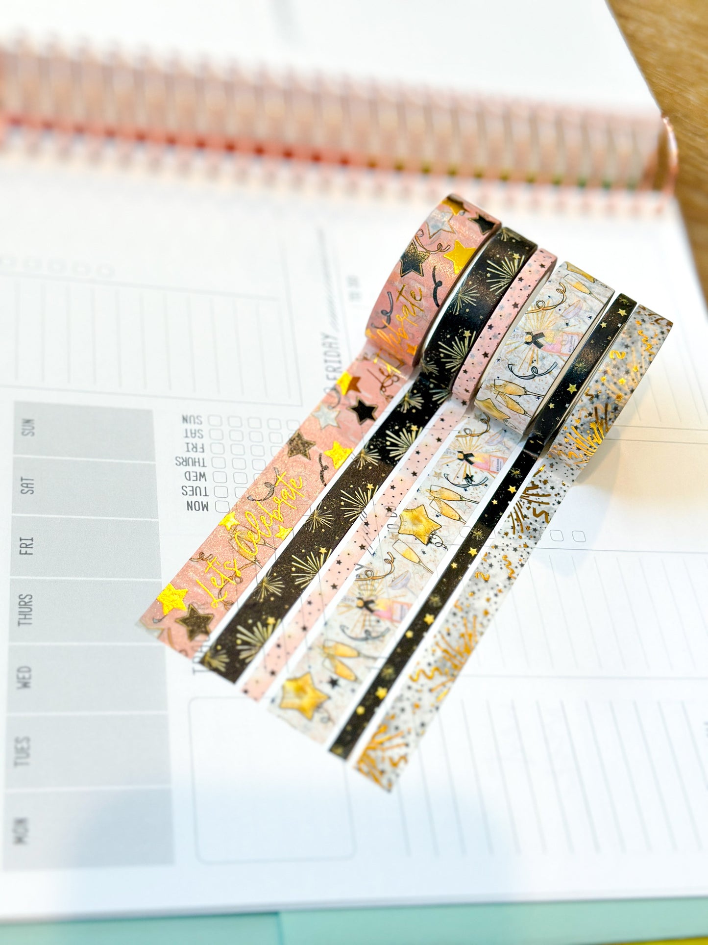 New Years Eve NYE Celebration Anniversary Birthday Celebrate Washi Tape Set January 2024 - W100