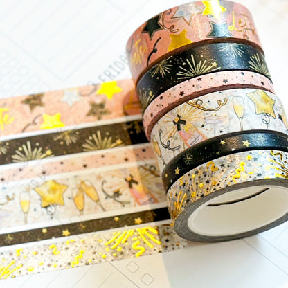 New Years Eve NYE Celebration Anniversary Birthday Celebrate Washi Tape Set January 2024 - W100