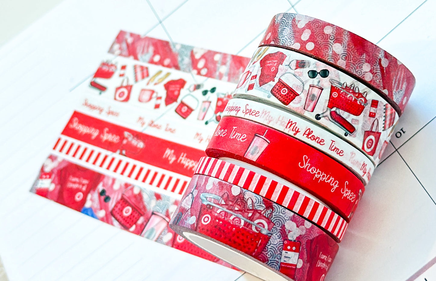 Shopping Spree Red Me Time Alone Time Washi Tape Set - W052