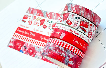 Shopping Spree Red Me Time Alone Time Washi Tape Set - W052