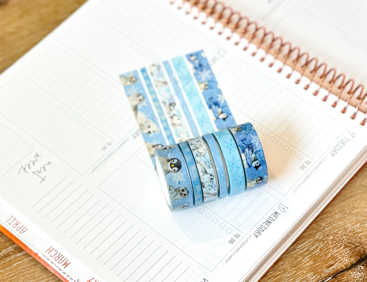 Snow Animals Penguins Polar Bears Seals Winter Arctic Animals Washi Tape Set January 2024 - W099