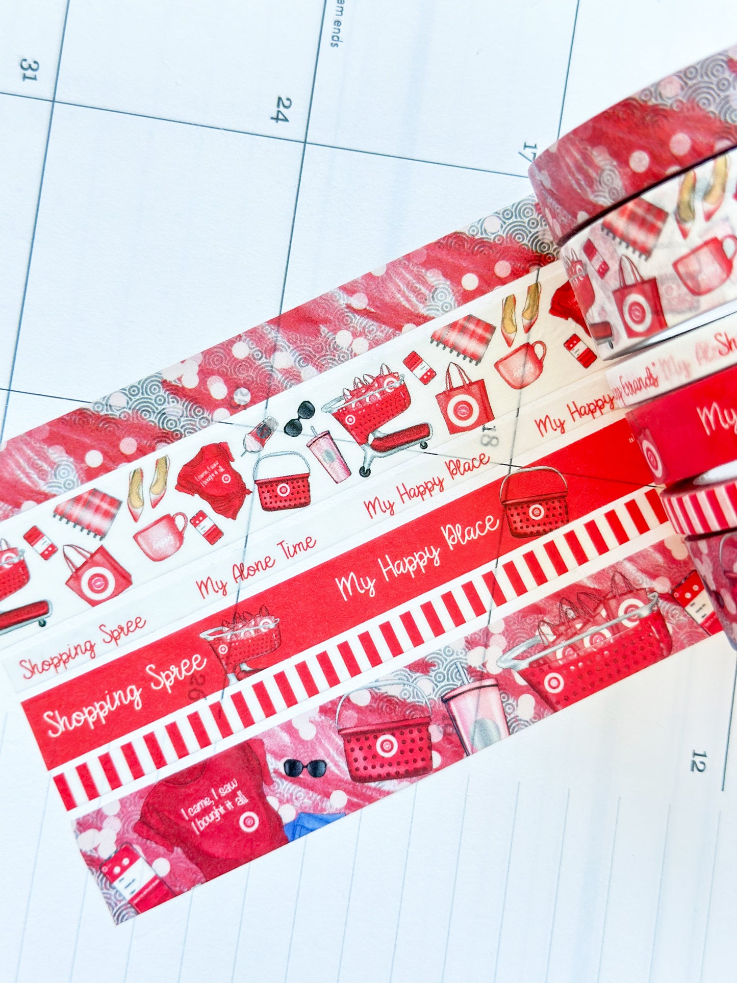 Shopping Spree Red Me Time Alone Time Washi Tape Set - W052