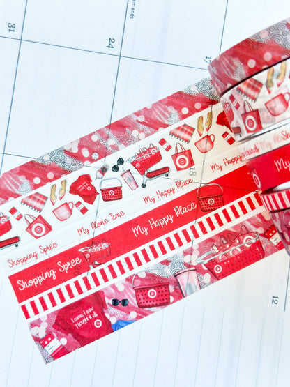 Shopping Spree Red Me Time Alone Time Washi Tape Set - W052
