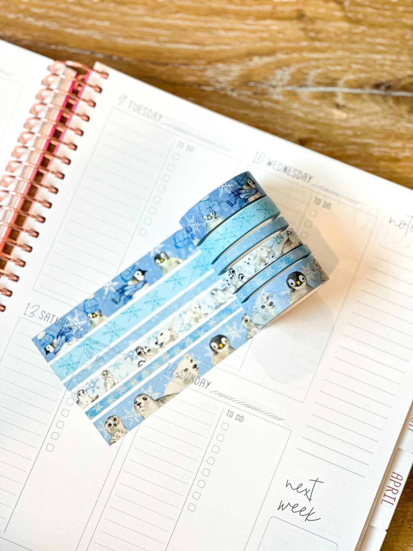 Snow Animals Penguins Polar Bears Seals Winter Arctic Animals Washi Tape Set January 2024 - W099
