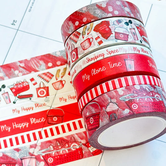 Shopping Spree Red Me Time Alone Time Washi Tape Set - W052