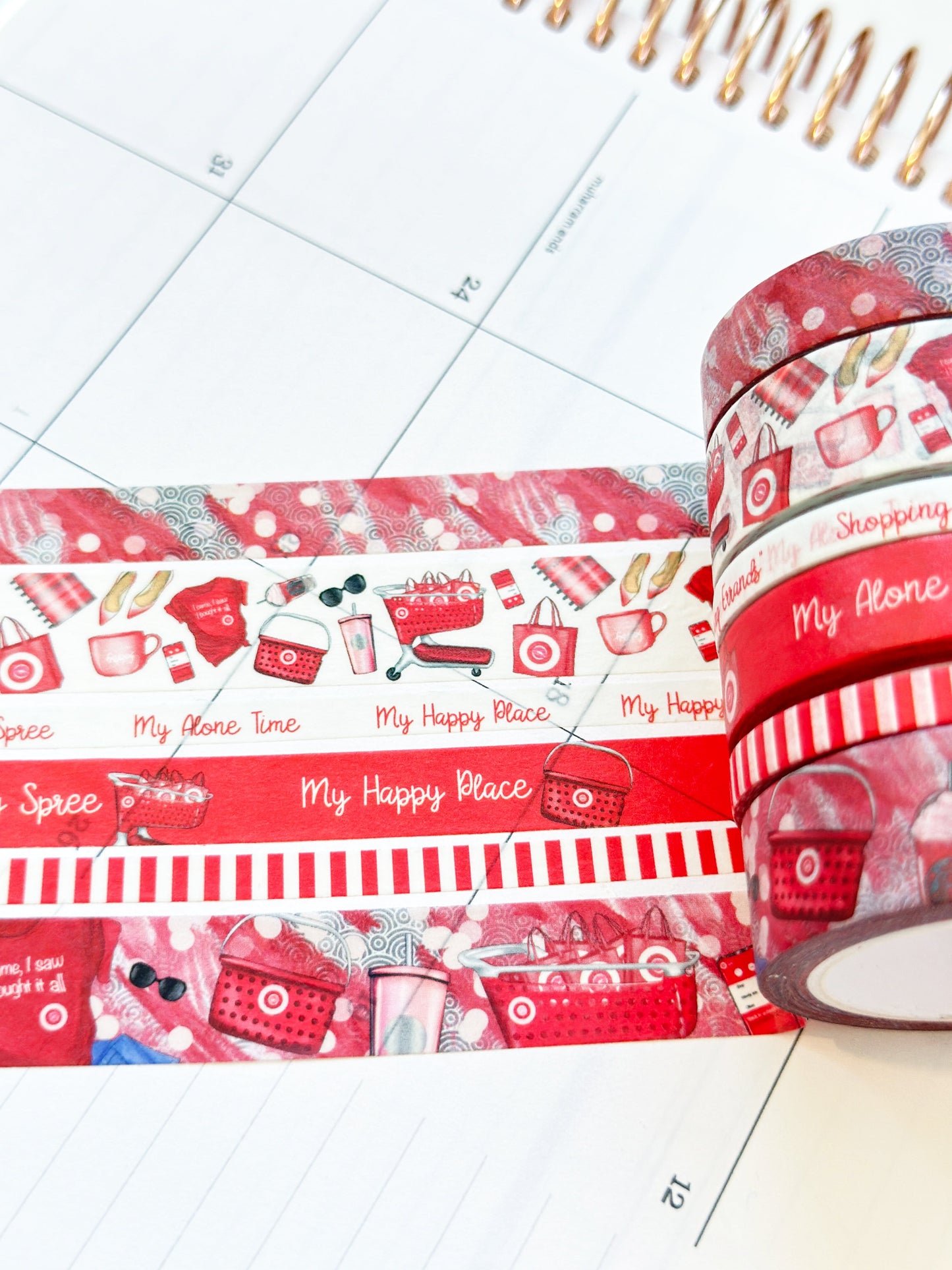 Shopping Spree Red Me Time Alone Time Washi Tape Set - W052