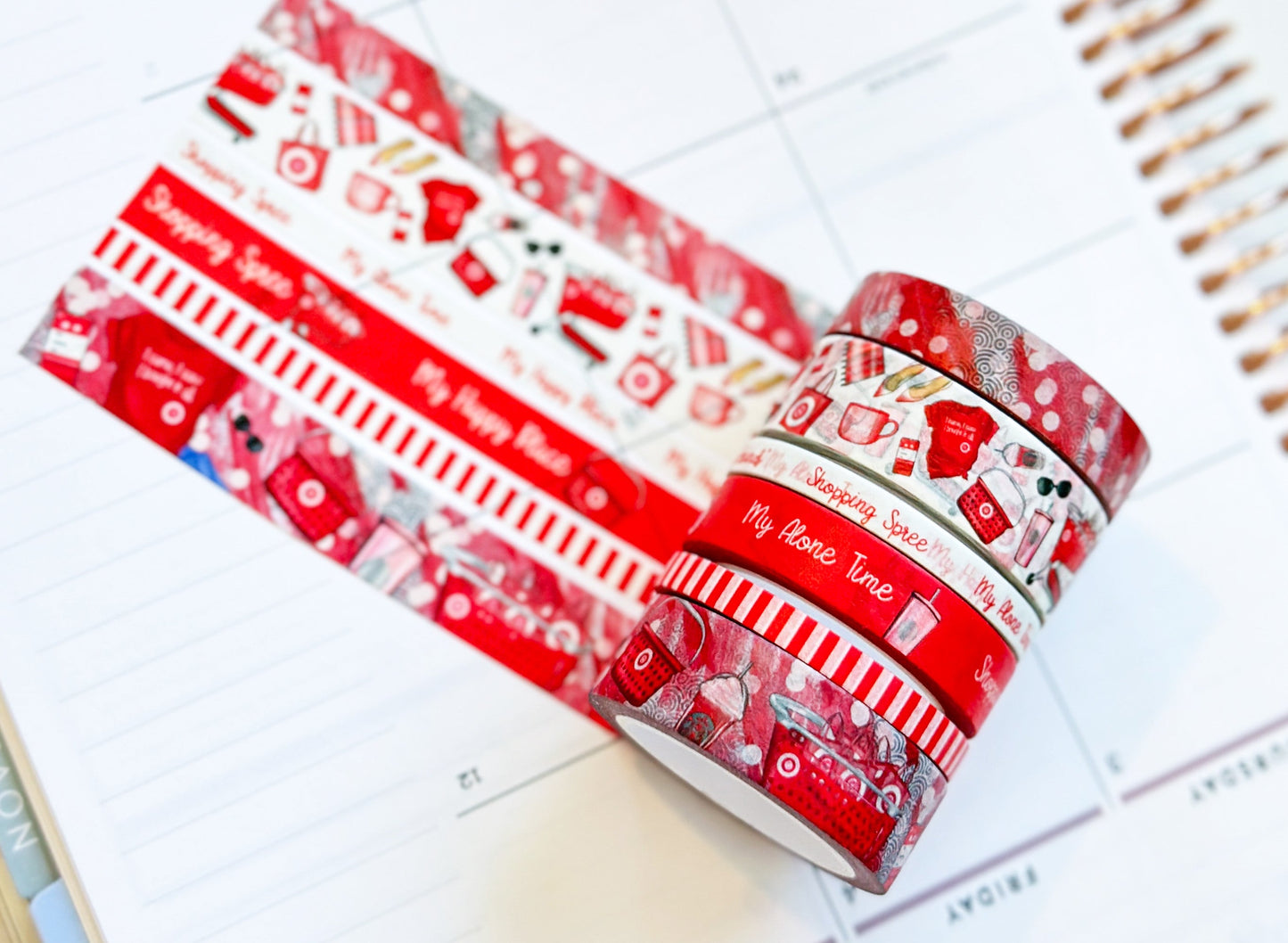 Shopping Spree Red Me Time Alone Time Washi Tape Set - W052