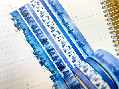 Snow & Forest Animals Navy Blue Trees Washi Tape Set (#W075)