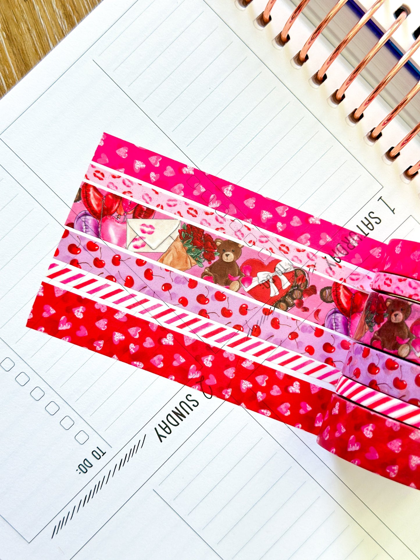 Valentines Day Love Red Pink Hearts Washi Tape Set February 2025 - W125