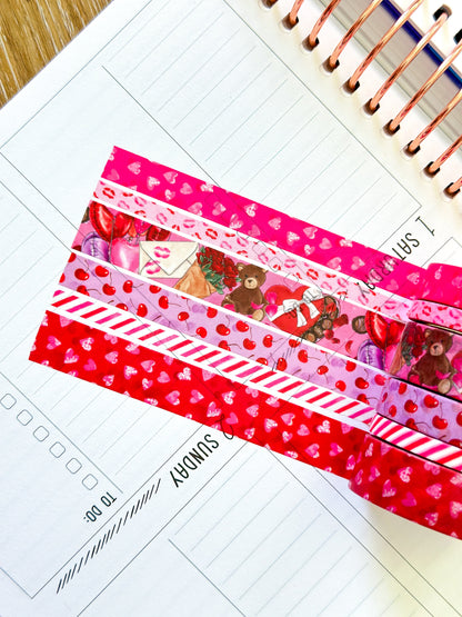 Valentines Day Love Red Pink Hearts Washi Tape Set February 2025 - W125