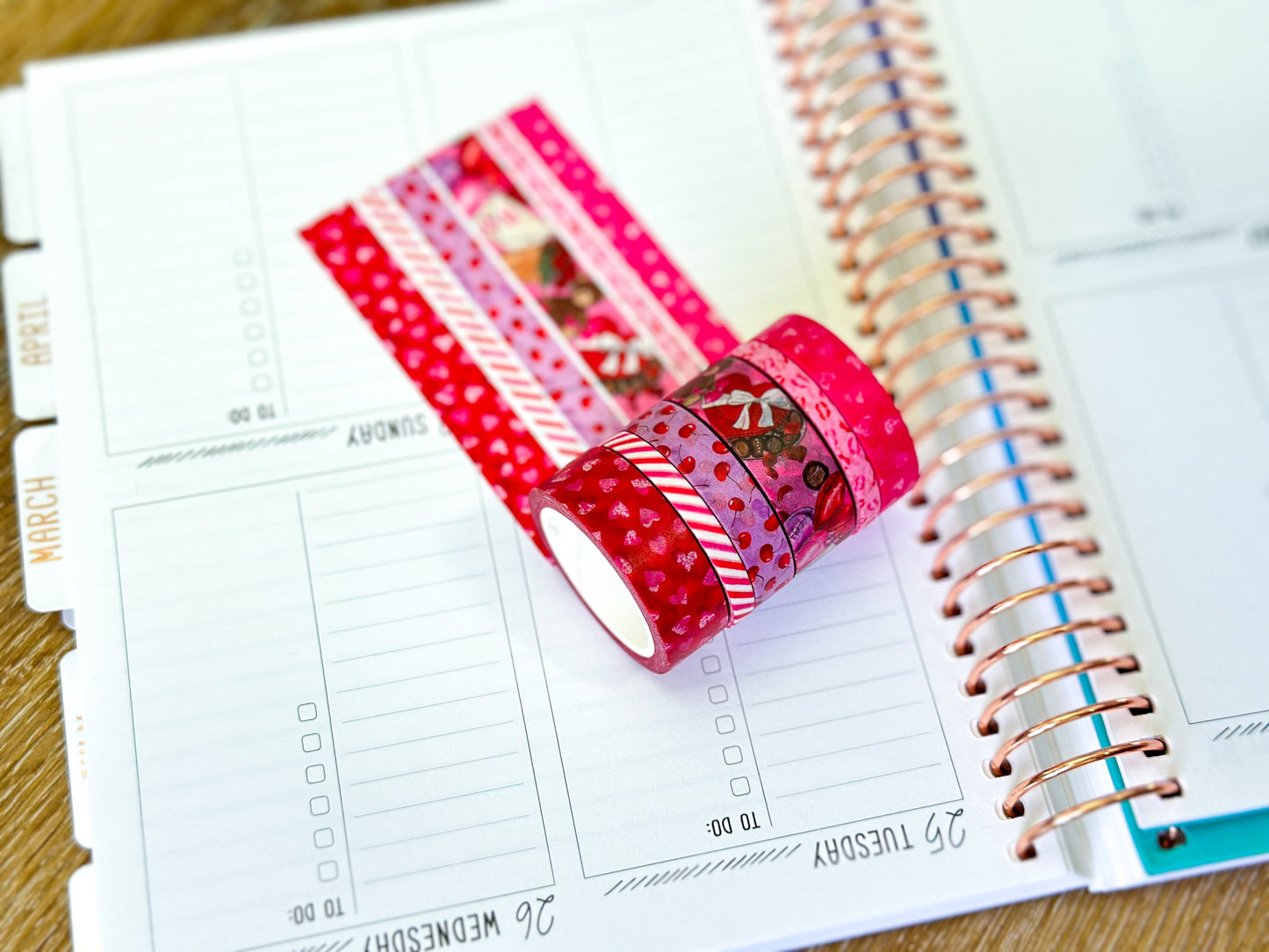 Valentines Day Love Red Pink Hearts Washi Tape Set February 2025 - W125