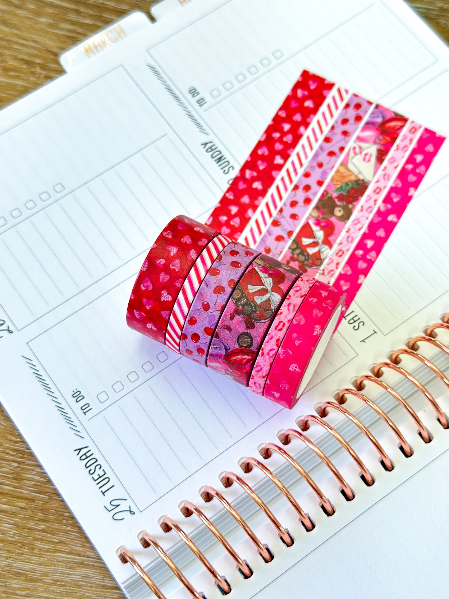 Valentines Day Love Red Pink Hearts Washi Tape Set February 2025 - W125