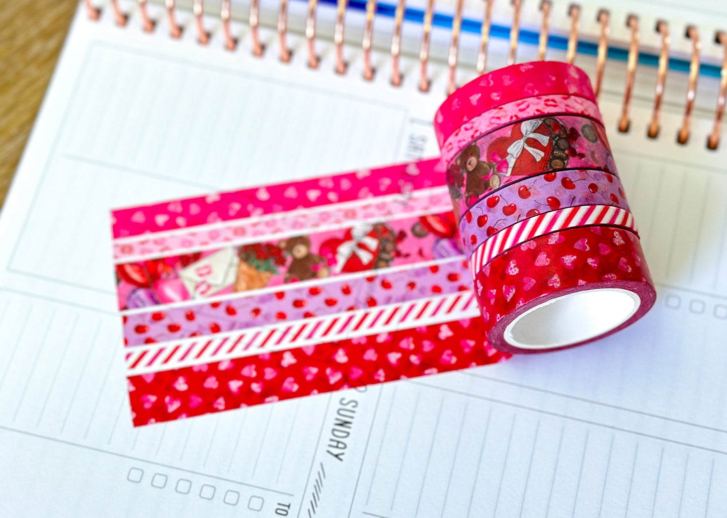Valentines Day Love Red Pink Hearts Washi Tape Set February 2025 - W125