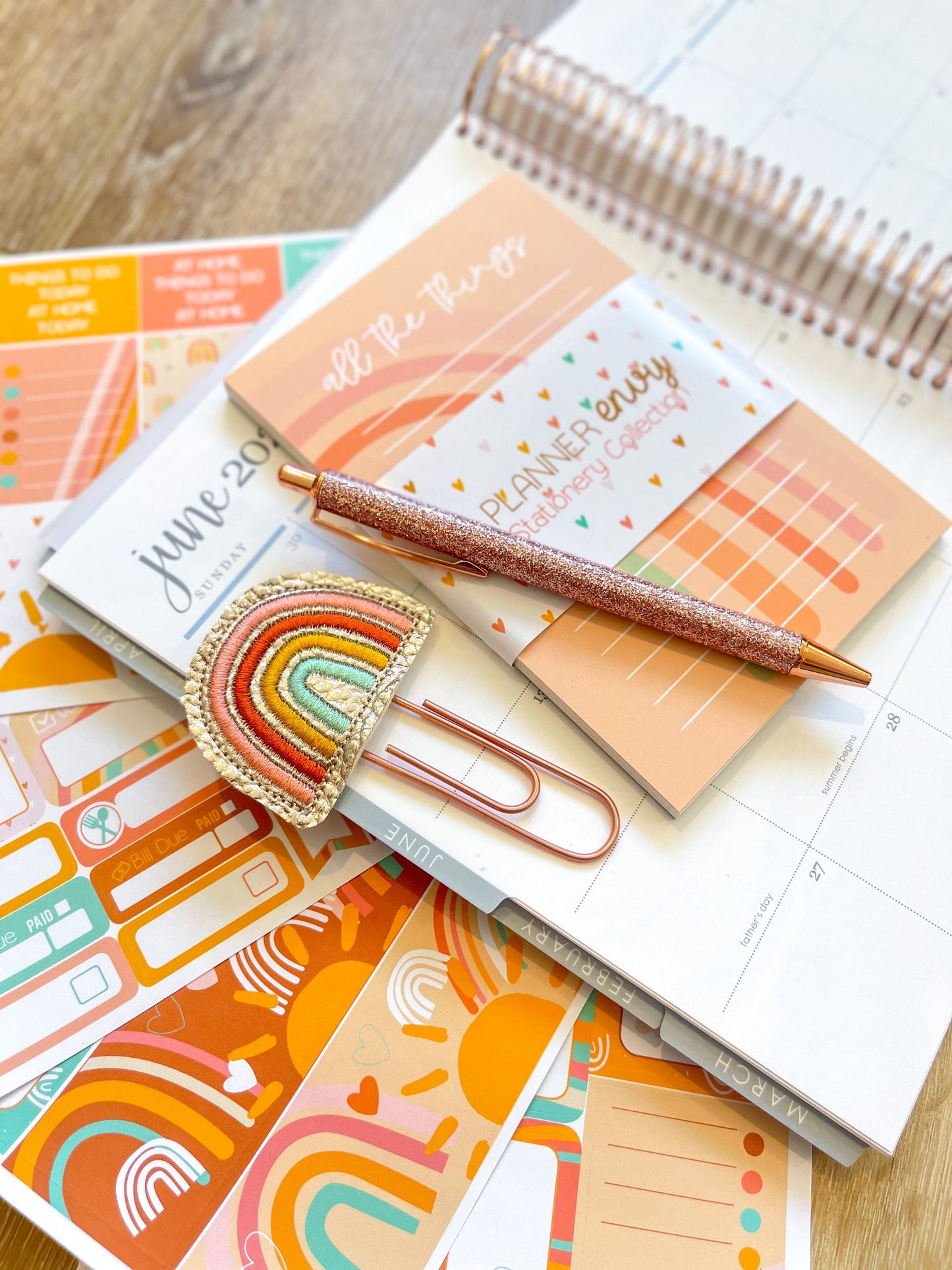 Boho Rainbow Peach Notepad - 4x6 Inches (*Notepad Only*)