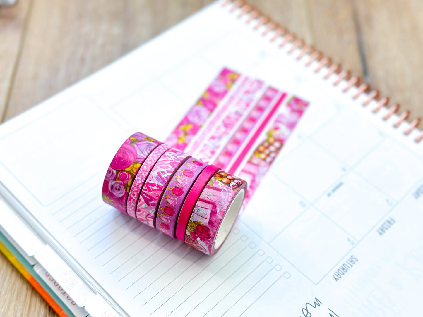 Valentine's Day Pink Romantic Date Night Anniversary Roses Washi Tape Set February 2024 - W102