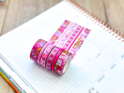 Valentine's Day Pink Romantic Date Night Anniversary Roses Washi Tape Set February 2024 - W102