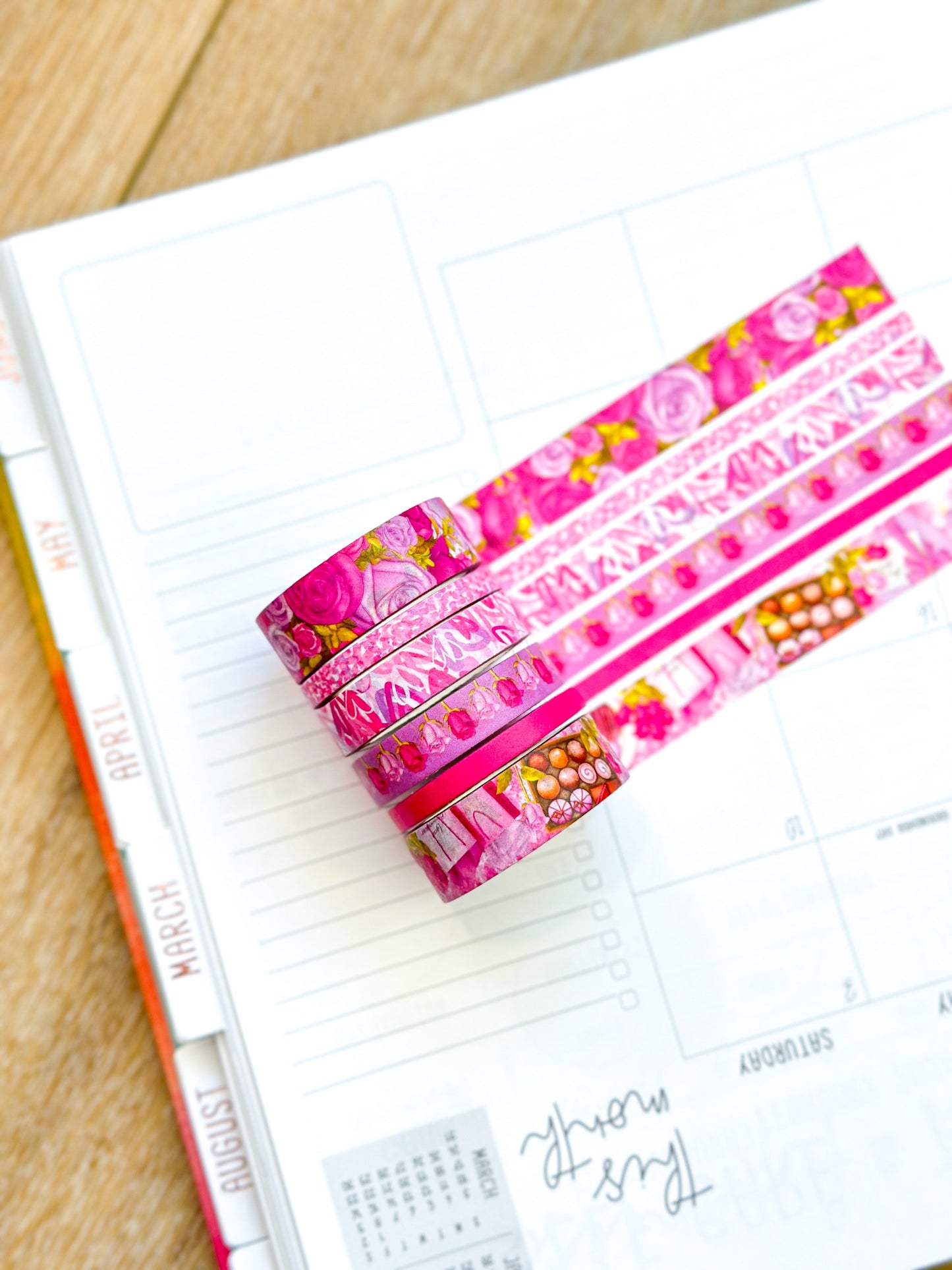 Valentine's Day Pink Romantic Date Night Anniversary Roses Washi Tape Set February 2024 - W102
