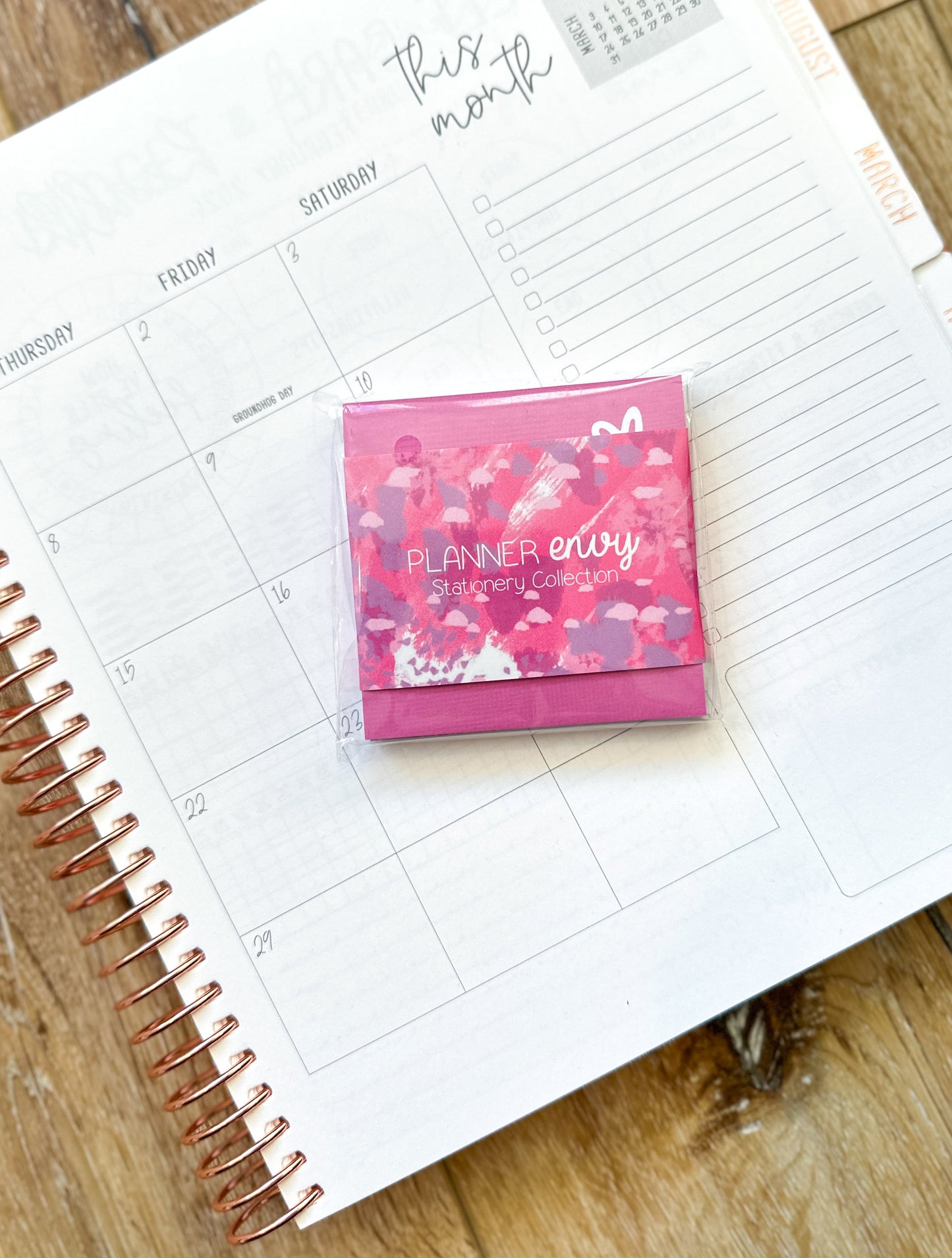 Set of 3 Sticky Notepads Post-It Notes from our February 2024 Planner Envy Subscription Box.