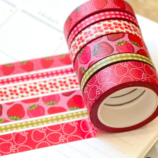 Strawberries Red Summer Fruit Washi Tape Set (#W061)