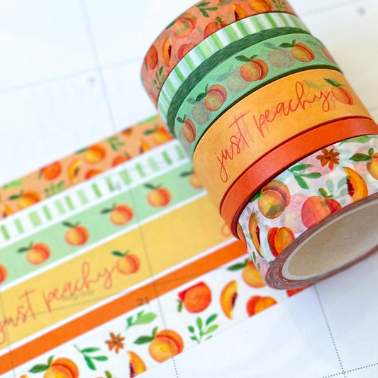 Peaches Spring & Summer Orange & Green Washi Tape Set (#W023)