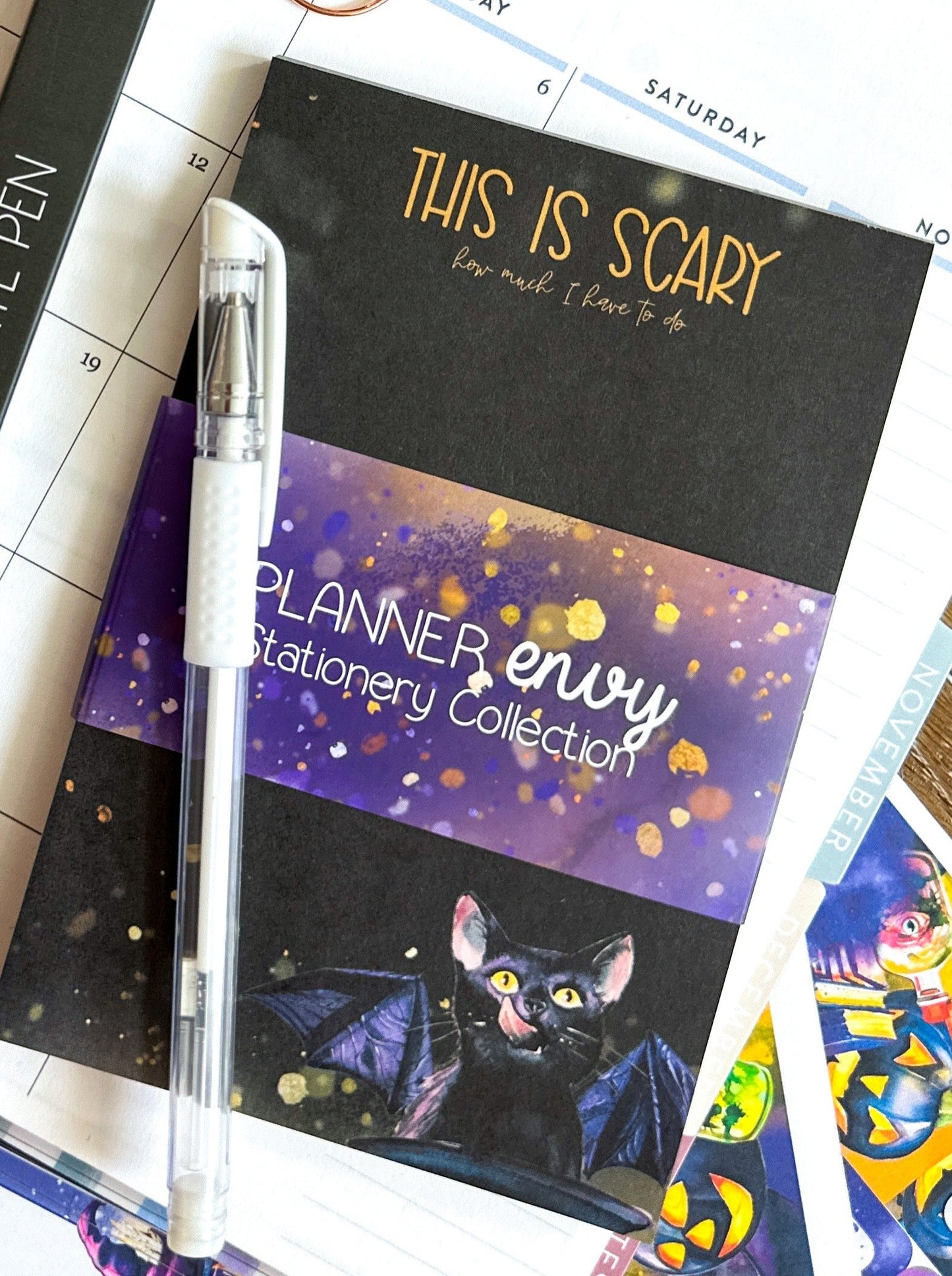 Black Spooky Halloween Notepad. It's Scary How Much I have To Do List Pad - 4x6 Inches (*Notepad Only*)