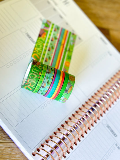 St Patricks Day Green Rainbow St Pattys Washi Tape Set March 2025 - W127
