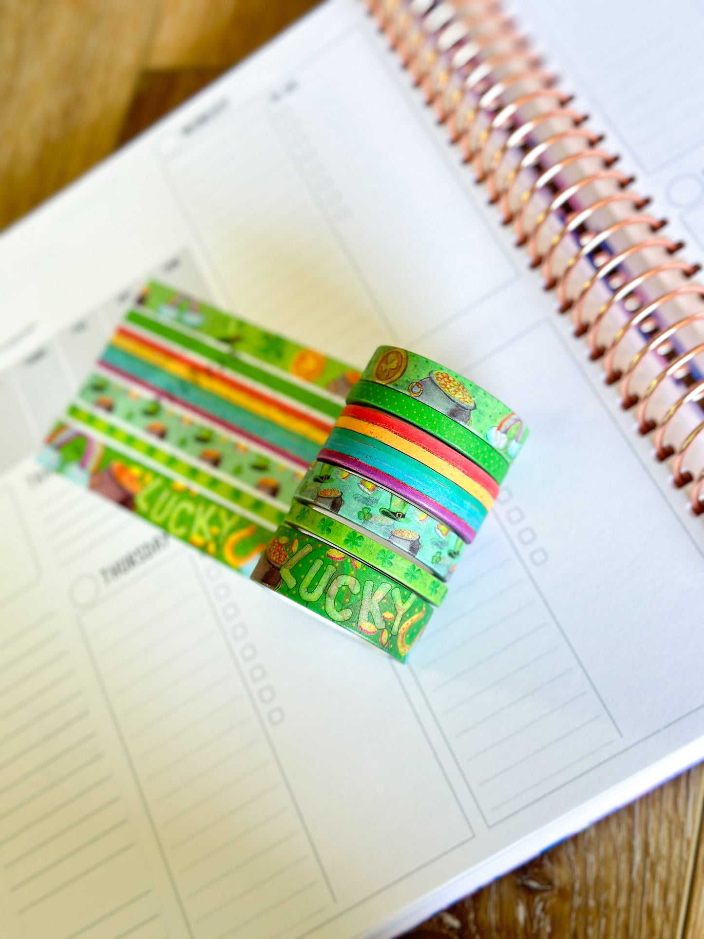 St Patricks Day Green Rainbow St Pattys Washi Tape Set March 2025 - W127