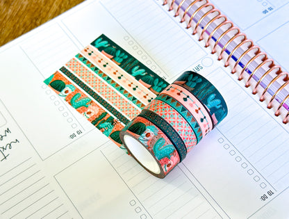 Llamas Green Mint Pink Boho Washi Tape Set March 2025 - W128