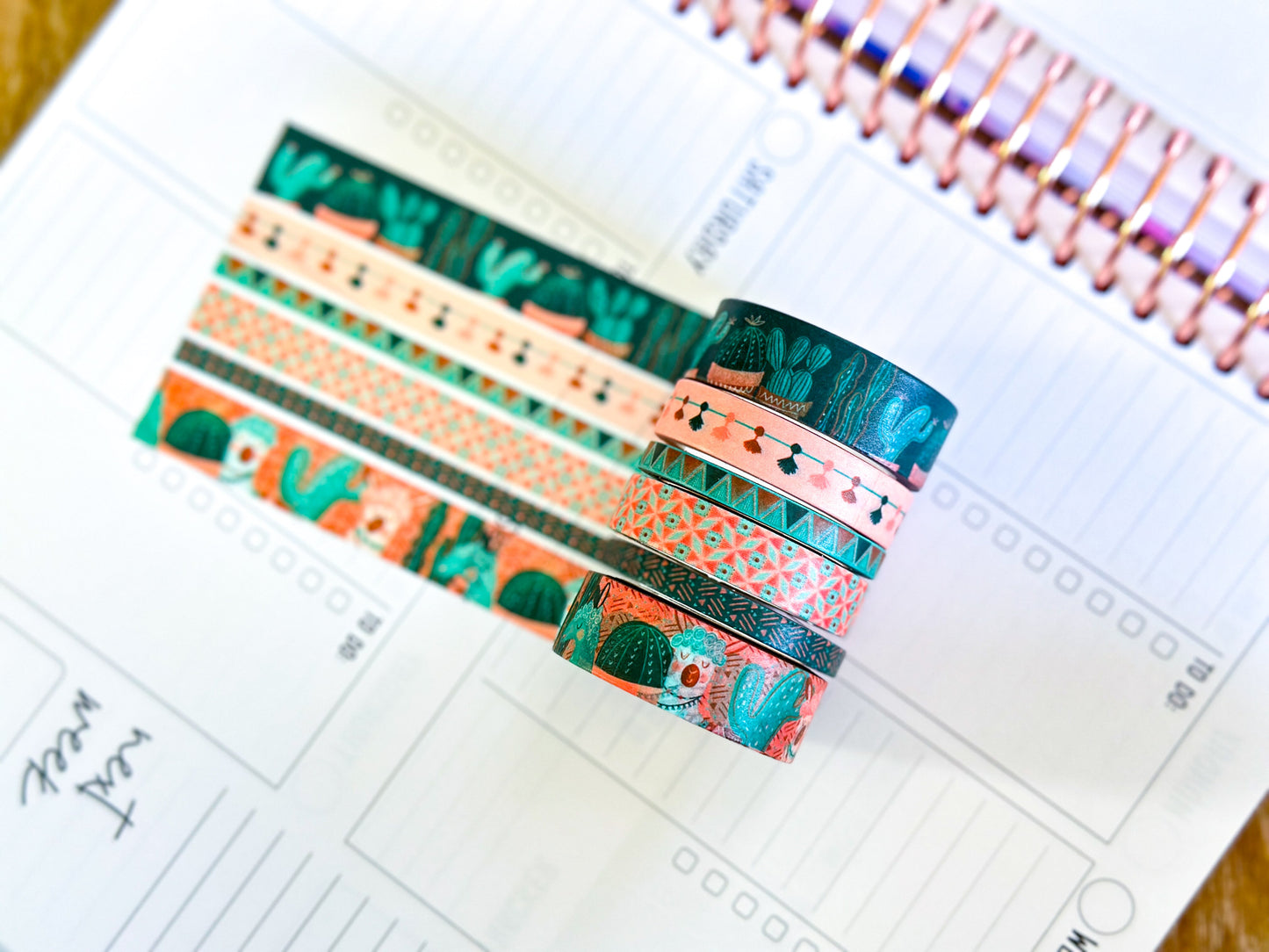 Llamas Green Mint Pink Boho Washi Tape Set March 2025 - W128
