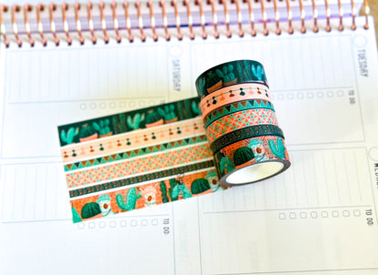 Llamas Green Mint Pink Boho Washi Tape Set March 2025 - W128