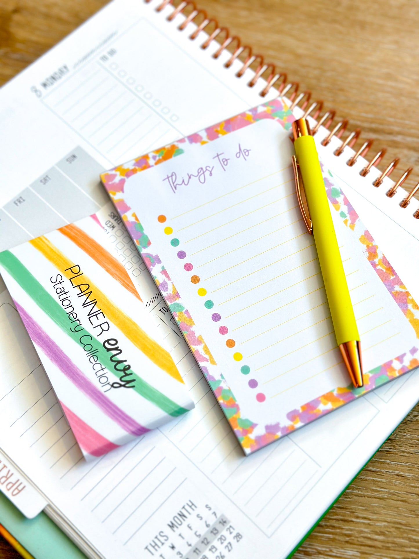 4x6 Rainbow Checklist Spring Notepad from our April 2024 Planner Envy Subscription Box.