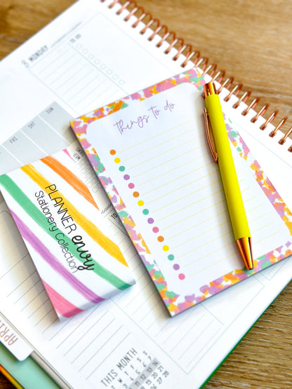 4x6 Rainbow Checklist Spring Notepad from our April 2024 Planner Envy Subscription Box.