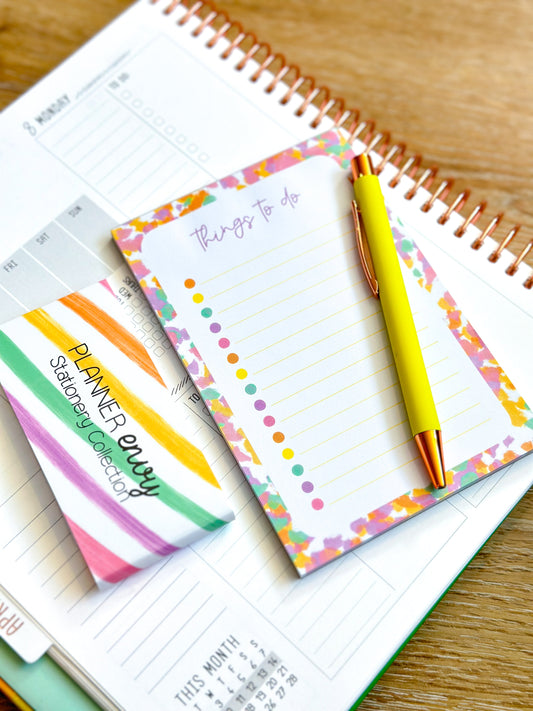 4x6 Rainbow Checklist Spring Notepad from our April 2024 Planner Envy Subscription Box.