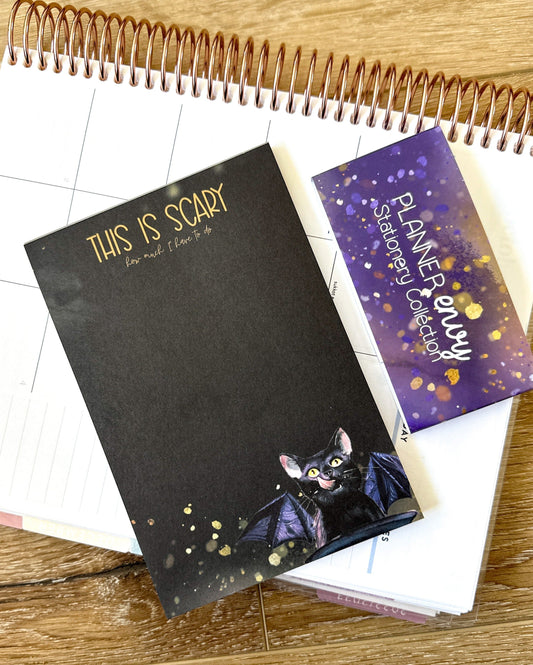 Black Spooky Halloween Notepad. It's Scary How Much I have To Do List Pad - 4x6 Inches (*Notepad Only*)