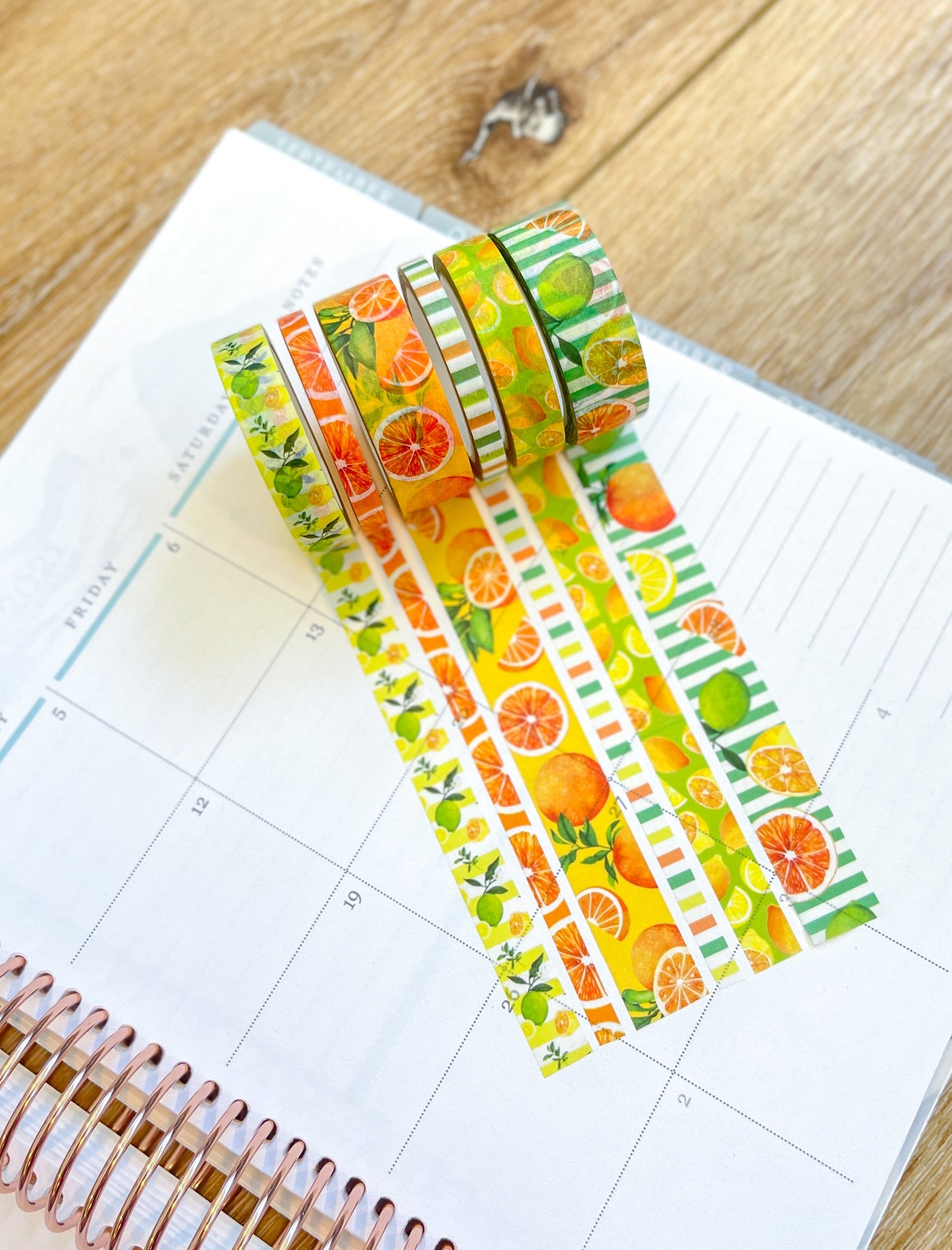 Lemons Limes & Oranges Summer Fruits Citrus Washi Tape Set (#W065)