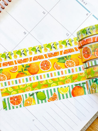 Lemons Limes & Oranges Summer Fruits Citrus Washi Tape Set (#W065)